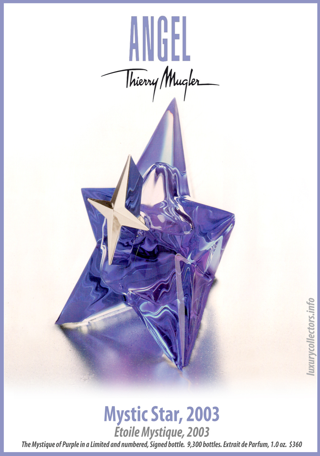 Thierry Mugler Angel Perfume Collector's Limited Edition Bottle 2003 Mystic Mystique Star