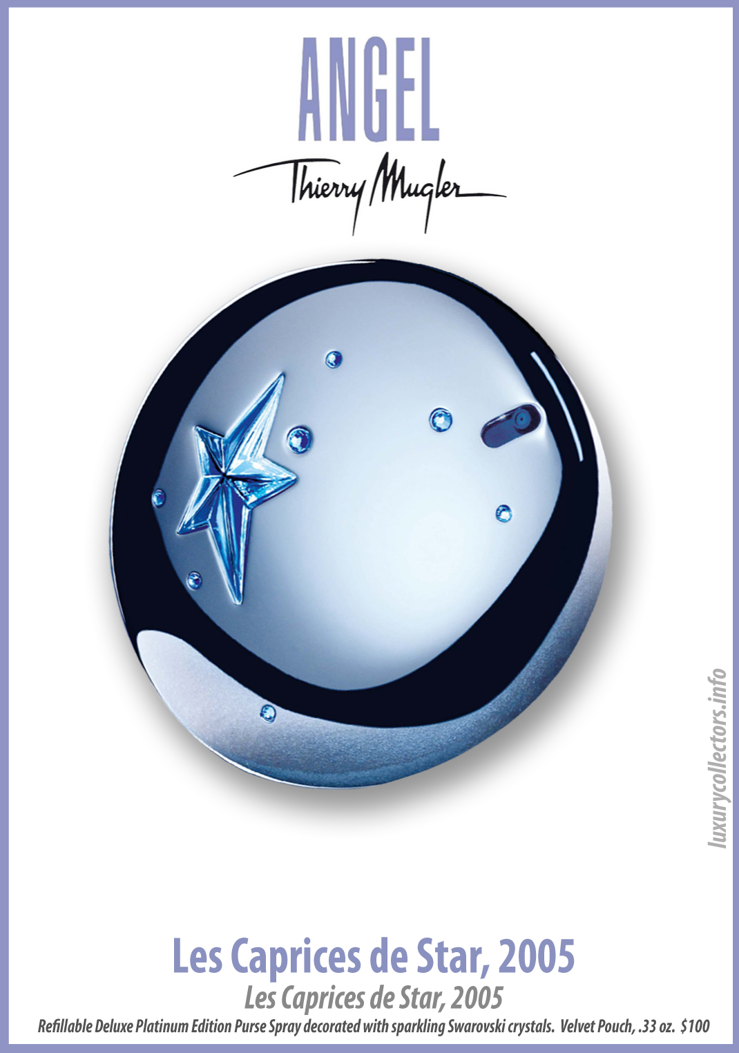 Thierry Mugler Angel Perfume Collector's Limited Edition Bottle 2005 Les Caprices de Star Purse Spray