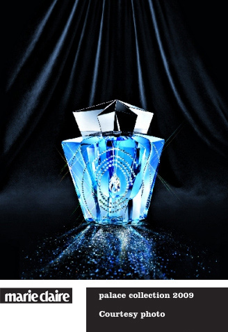Ad from Marie Claire website article Thierry Mugler Angel Perfume Collector's Limited Edition Bottle 2009 Swarovski Pendant Crystal Collector Superstar Palace Collection