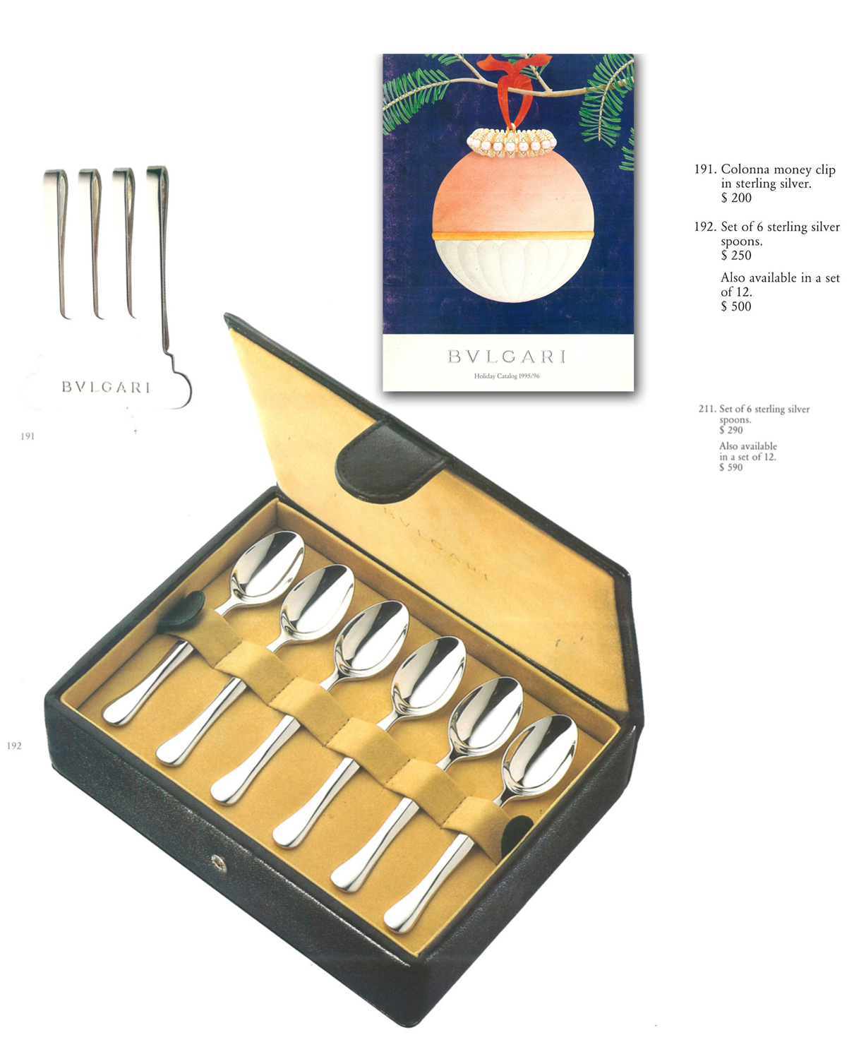 Bulgari_Bvlgari Set of 6 Sterling Silver Spoons. Leather Box