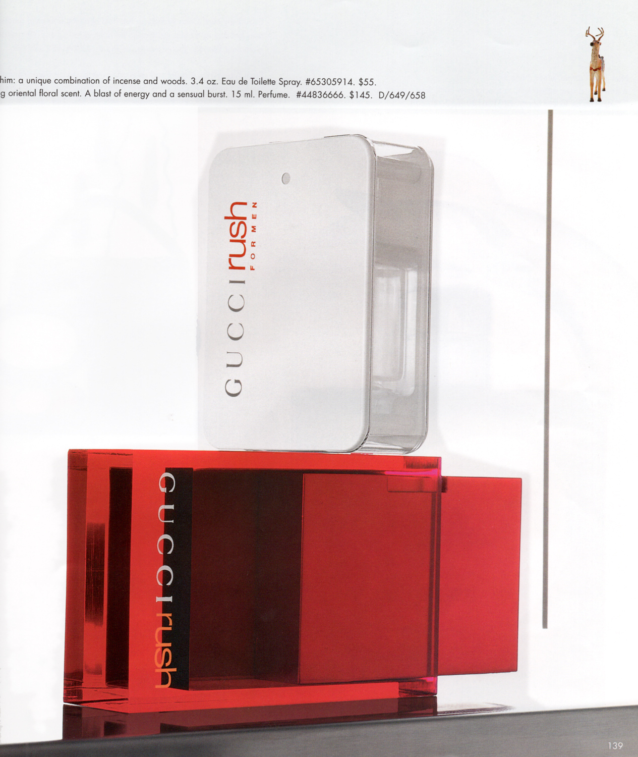 Ads Gucci Tom Ford Red Advertisement Catalog Bloomingdales Rush Men Perfume Bottle Limited Edition Millennium Parfum 1999 Metal Container Acrylic Sleeve 