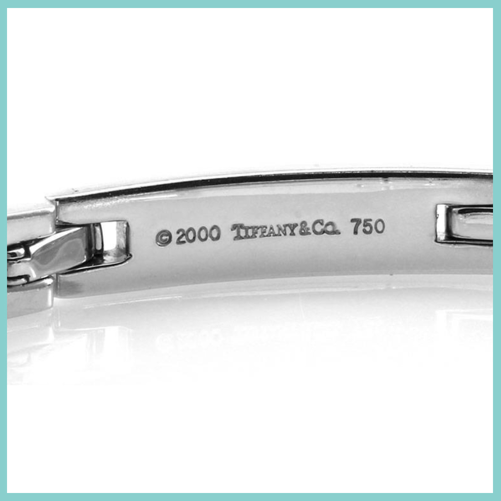 Tiffany and & Co. Streamerica 18K .750 White Gold Mens Wedding Link Bracelet Collection 2000 2002 stamped detail inside