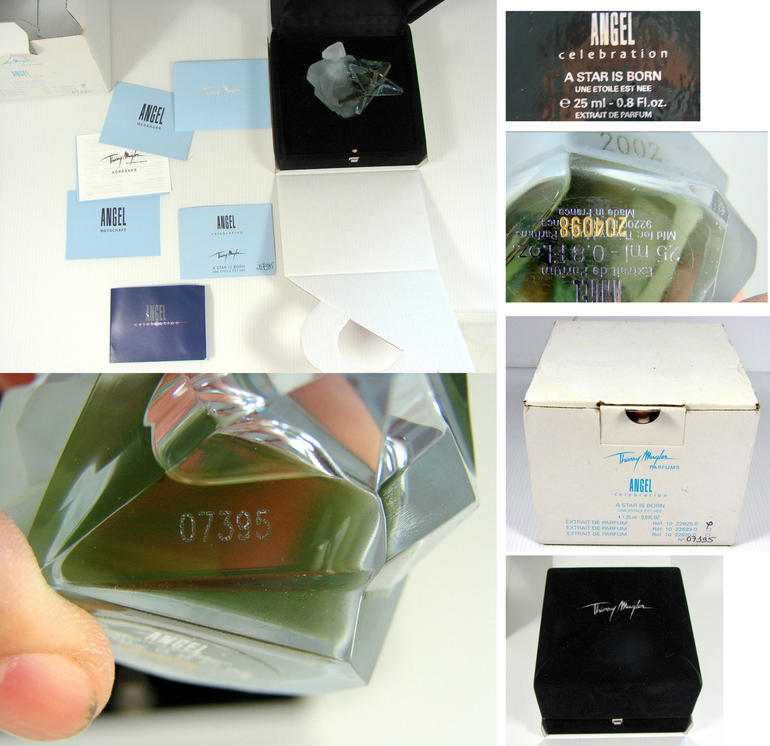 Thierry Mugler Angel Perfume Collector's Limited Edition Bottle 2002 A Star is Born Une Etoile Est Nee Details Box