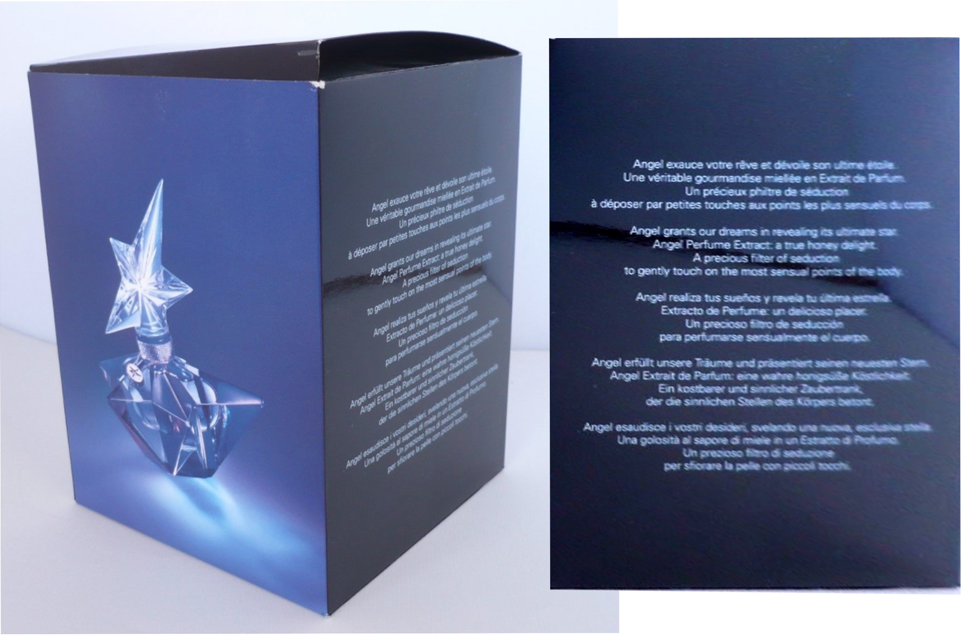Outer Box Packaging Text Thierry Mugler Angel Perfume Caprice de Star Ultimate Star (Etoile), 2007.