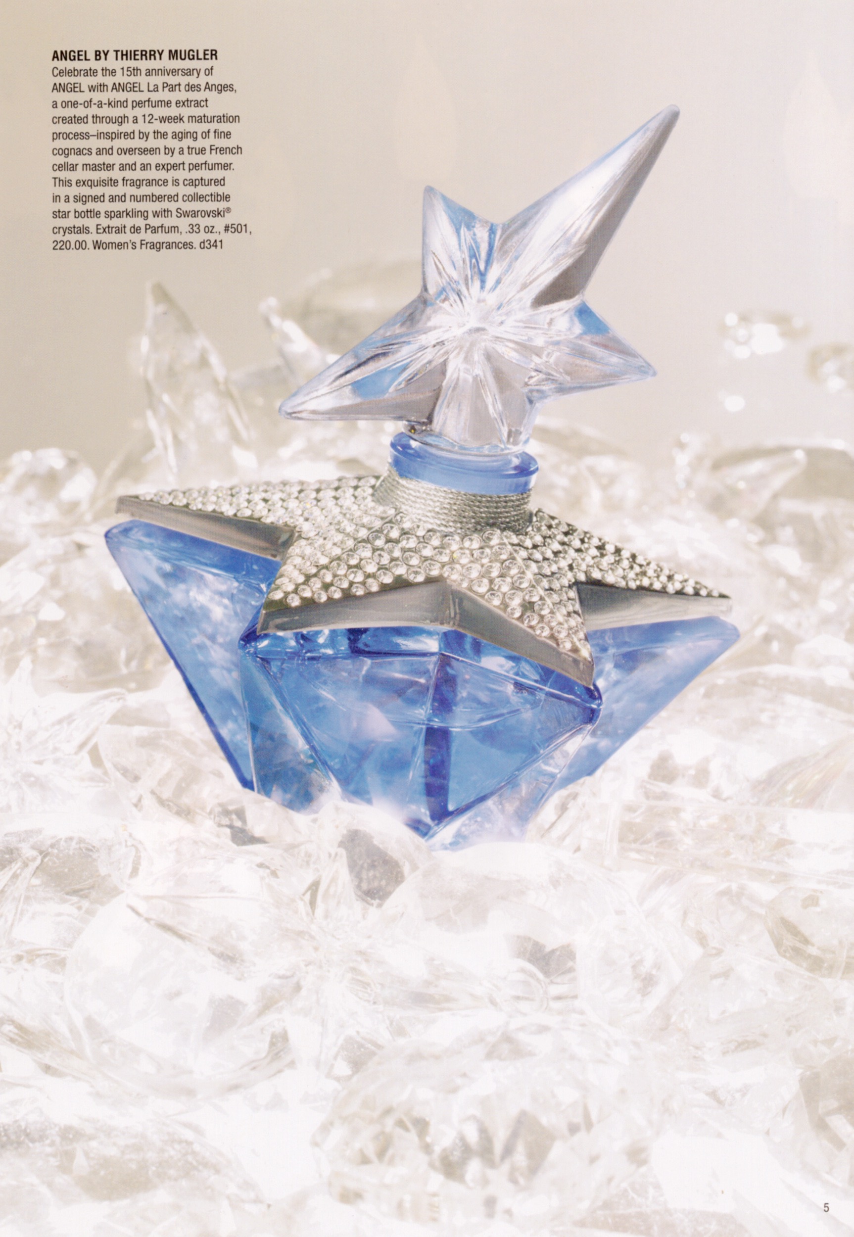 Thierry Mugler Angel Perfume La Part des Anges Angels Star (Etoile), 2007. Swarovski Crystals. Bottle Collecting Saks Fifth Avenue Catalog Price