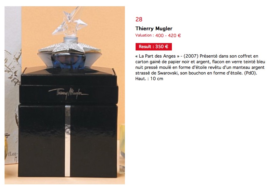 Thierry Mugler Angel Perfume La Part des Anges Angels Star (Etoile), 2007. Swarovski Crystals. Bottle Collecting Box