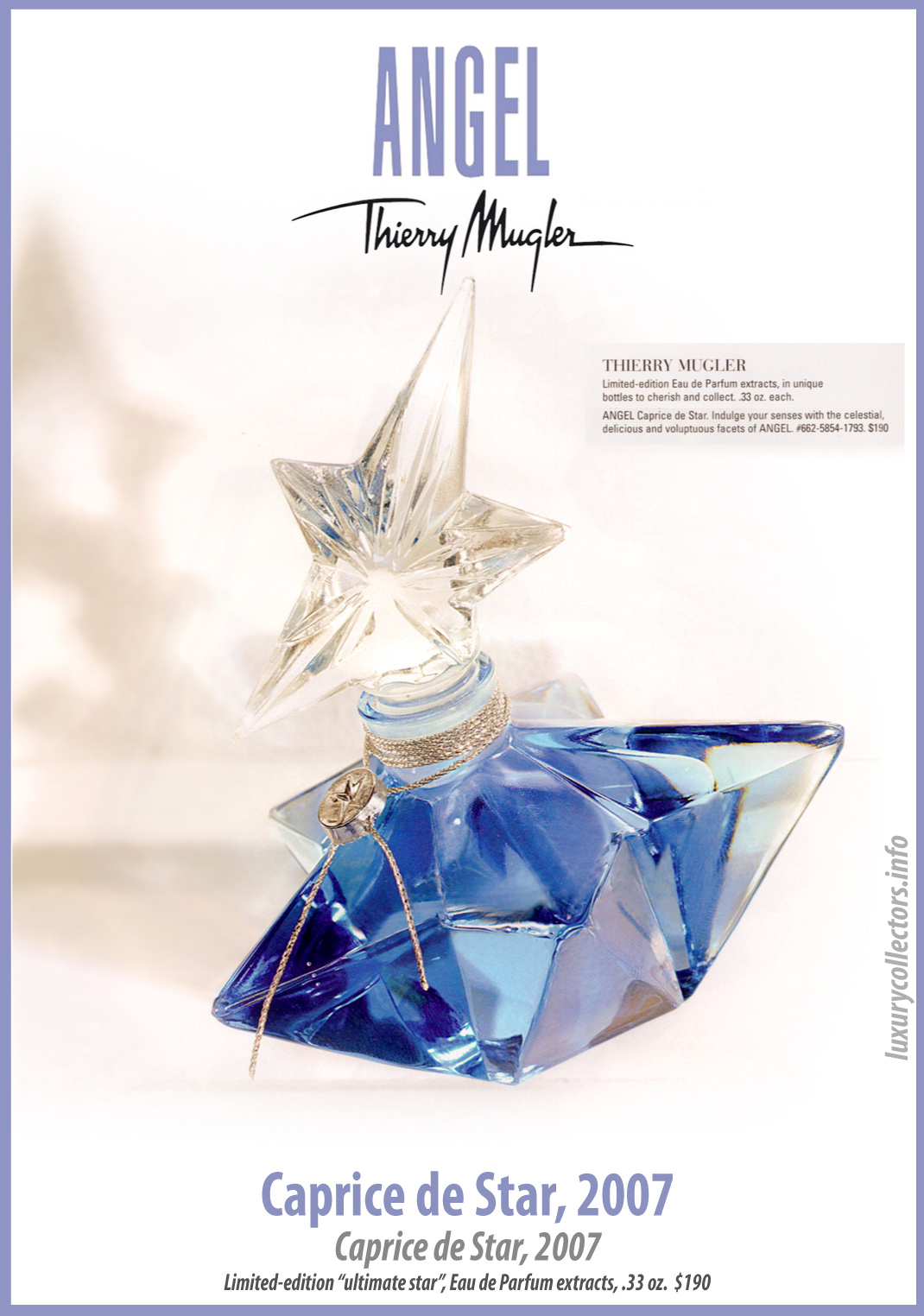 Thierry Mugler Angel Perfume Caprice de Star Ultimate Star (Etoile), 2007. Perfume Bottle Collecting