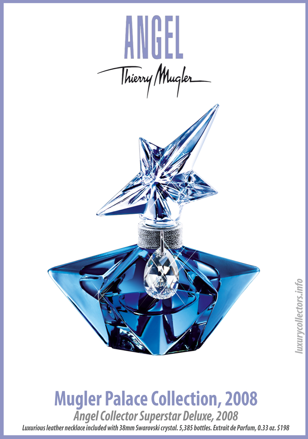 Thierry Mugler Angel 20 Years Perfume Collector's Limited Edition Bottle 2008 Superstar Deluxe Palace Collection Extrait de Parfum 2009