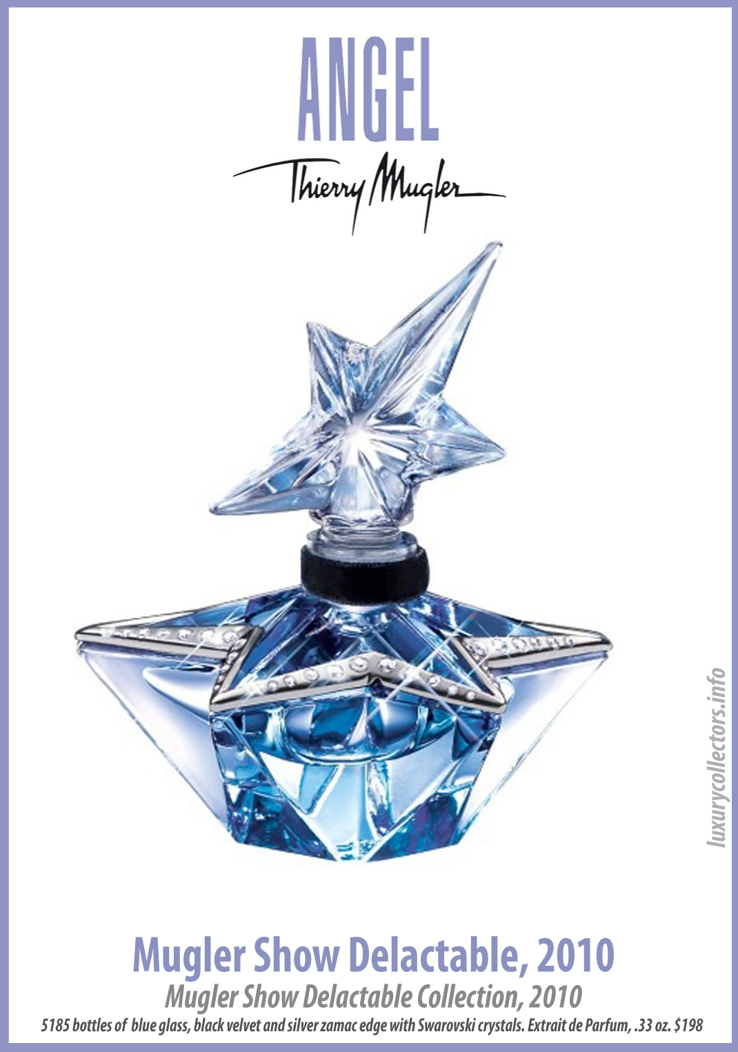 Thierry Mugler Angel 20 Years Perfume Collector's Limited Edition Bottle 2010 Show Delactable Swarovski Crystals