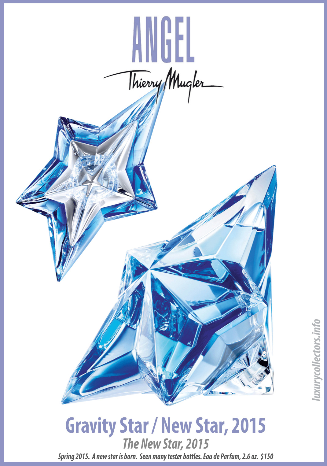 Thierry Mugler Angel Perfume Collector's Limited Edition Bottle 2015 Gravity Star / New 