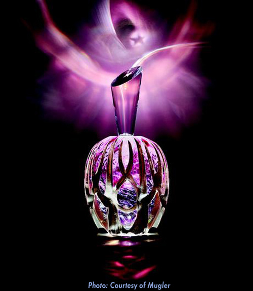 Thierry Mugler Angel Perfume Collector's Limited Edition Bottle 2018 2017 Clouds Cloud Egg Eggs Nuages Unique Art hand Glass Mouthblown Jean-Jacques Urcun Frederic Alary Advertisement Violet Purple Thorns Claws Silver