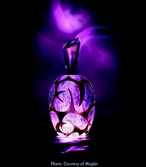 Thierry Mugler Angel Perfume Collector's Limited Edition Bottle 2018 2017 Clouds Cloud Egg Eggs Nuages Unique Art hand Glass Mouthblown Jean-Jacques Urcun Frederic Alary Advertisement Purple Amethyst Thorns