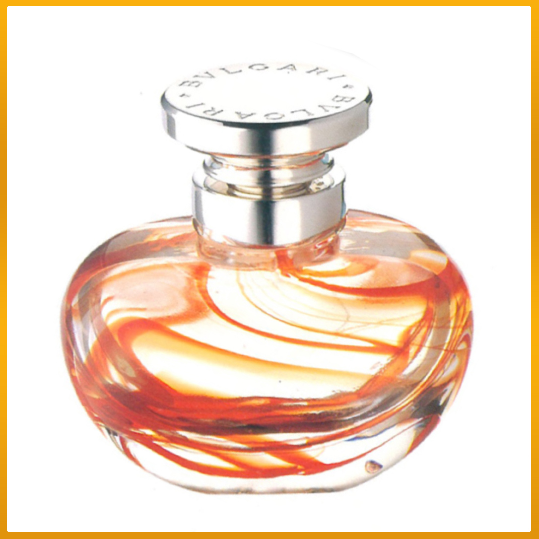 Bvlgari Bulgari Murano Italy Crystal Perfume Bottle Carlo Moretti Sterling Silver Numbered Limited Edition Orange swirl red