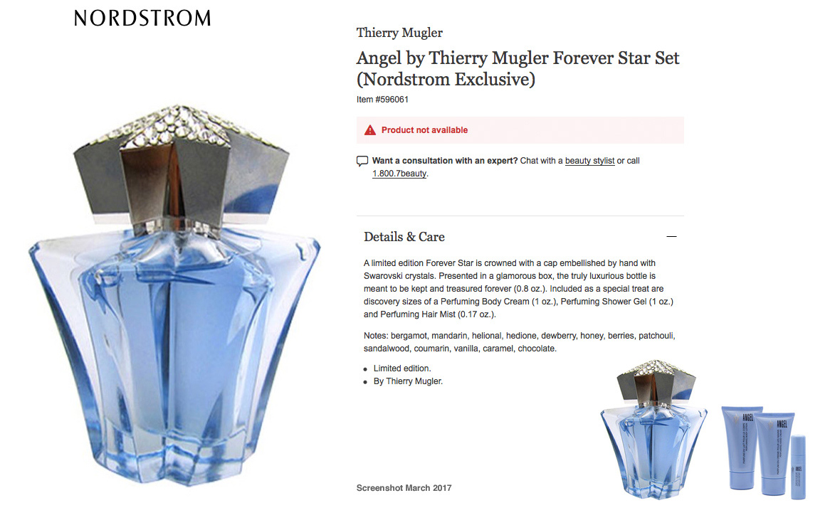 Thierry Mugler Angel Perfume Collector's Limited Edition Bottle 2006 Forever Star Nordstrom Gift Set