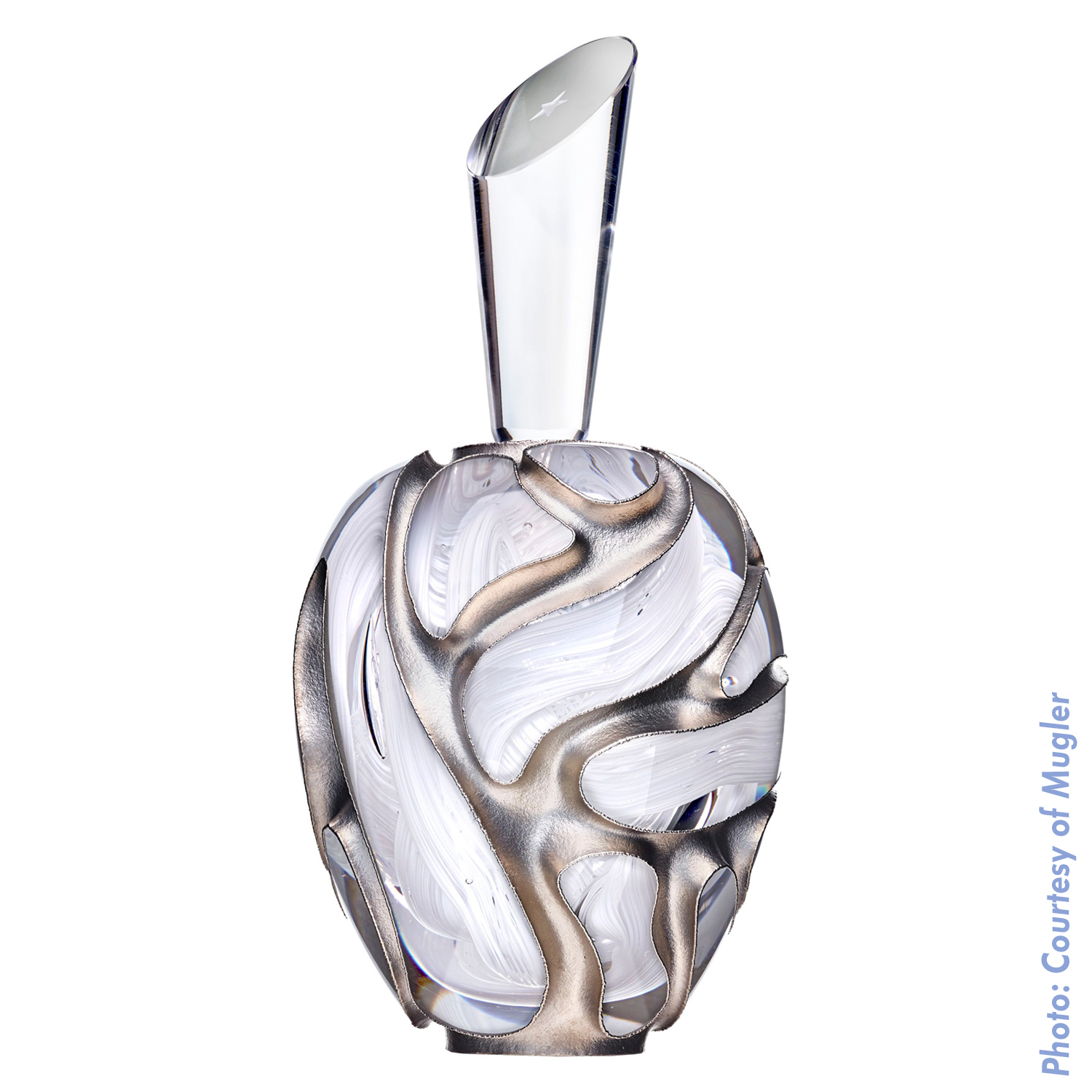 Thierry Mugler Angel Perfume Collector's Limited Edition Bottle 2018 2017 Clouds Cloud Egg Eggs Nuages Unique Art hand Glass Mouthblown Jean-Jacques Urcun Frederic Alary White Swirl Nature Silver