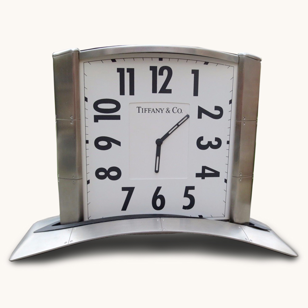 Tiffany & and Co. Streamerica Stainless Steel Airframe Rare Desk Clock Home Office Collection