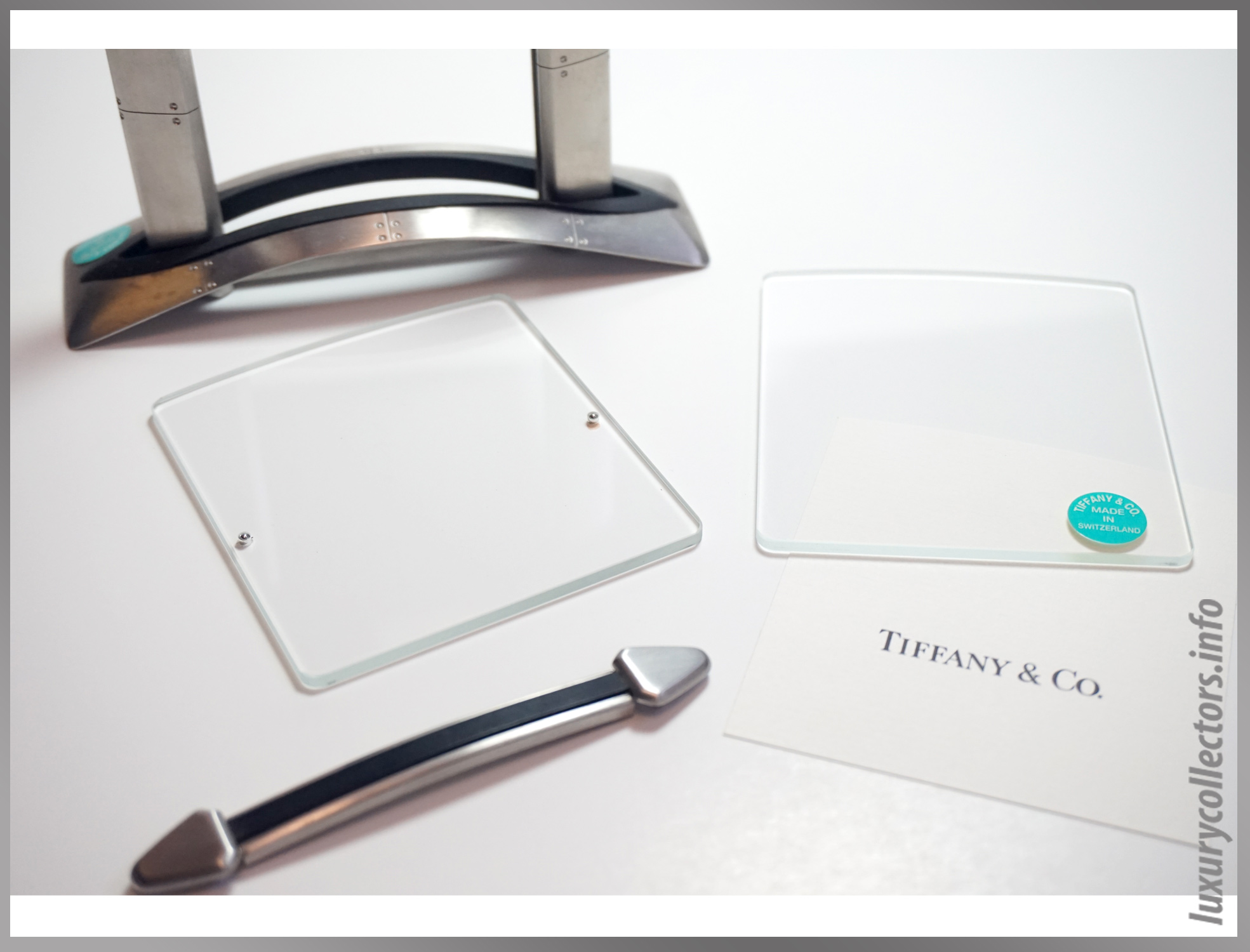 Tiffany & and Co. Streamerica Stainless Steel Airframe Picture Photo Frame Medium Swiss Made in Switzerland Detailed logo glass panels