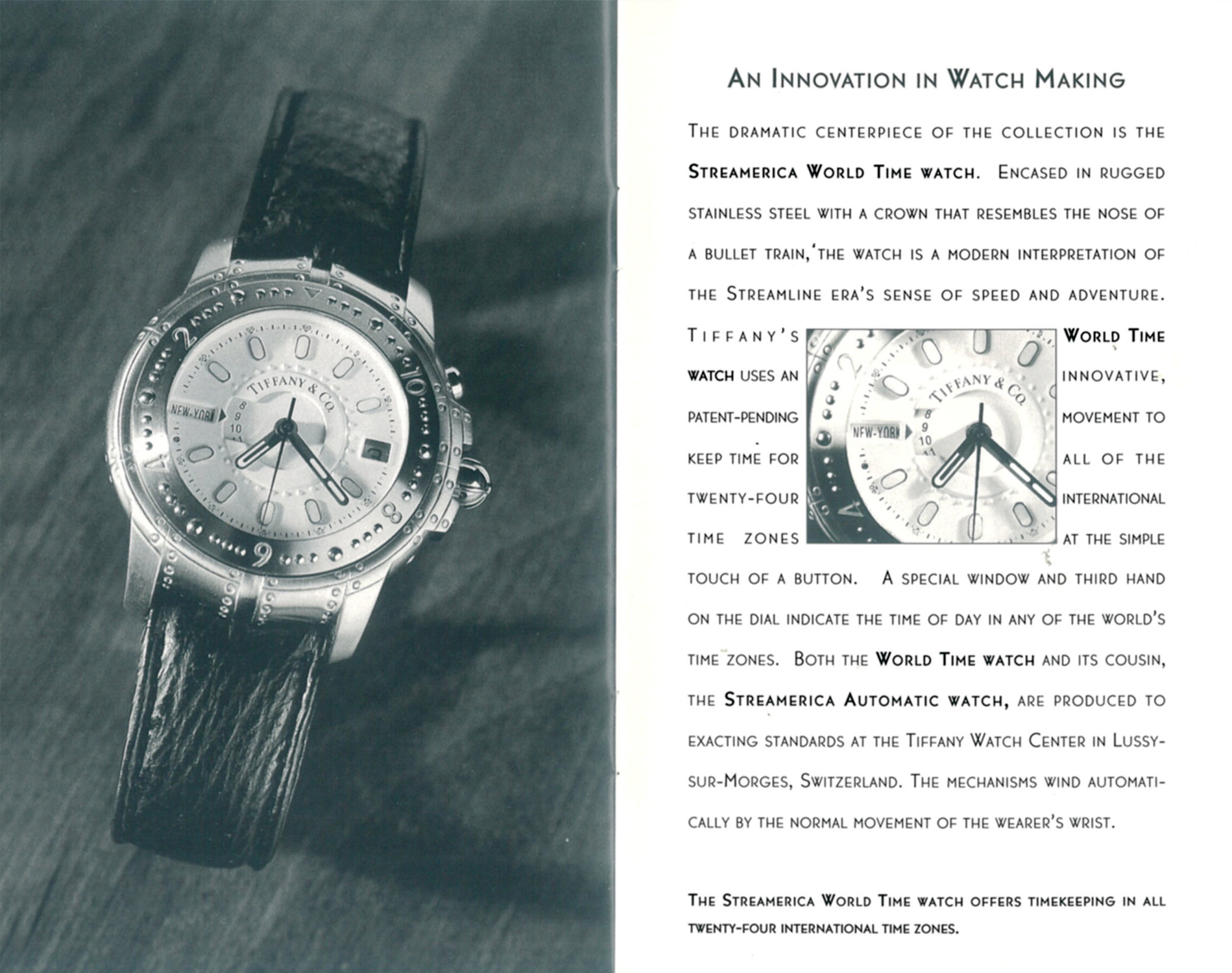 1993 Streamerica Blue Catalog by Tiffany & Co. World Time Watch movement details