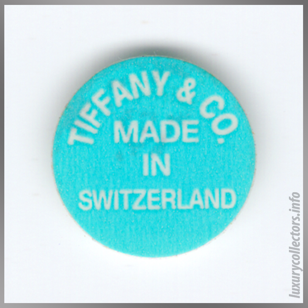 The original Tiffany & Co. Made in Switzerland sticker that came with almost every piece in the Streamerica stainless steel line.  