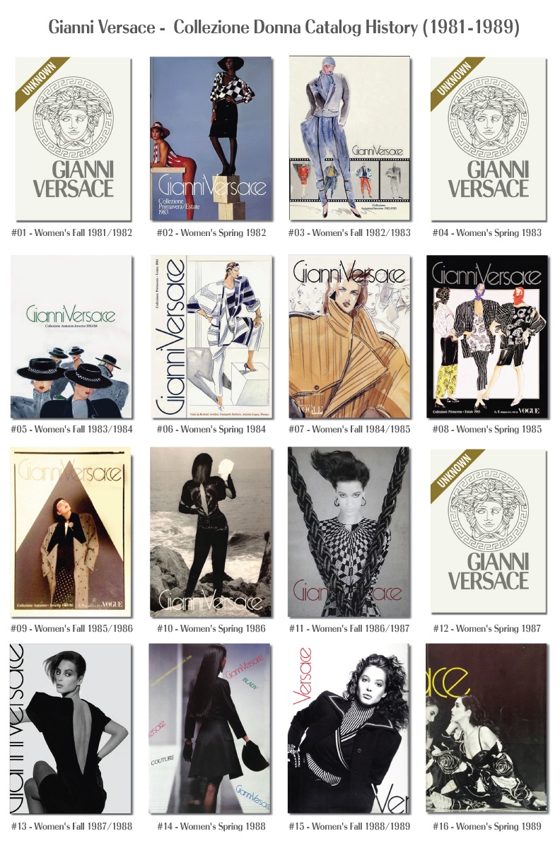Gianni Versace Fashion Catalog Covers History Donna Woman’s 1981 - 1989 Models Photography supermodels 90’s