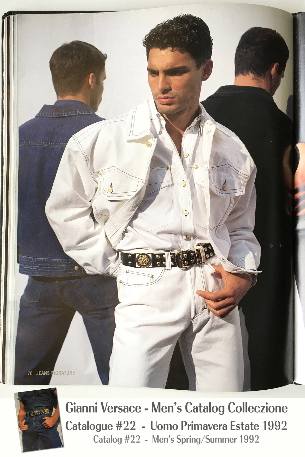 A Page Selection from Denim Jackets White Jeans Gianni Versace Men’s Uomo Catalog Catalogue #22 – Spring/Summer Primavera Estate 1992