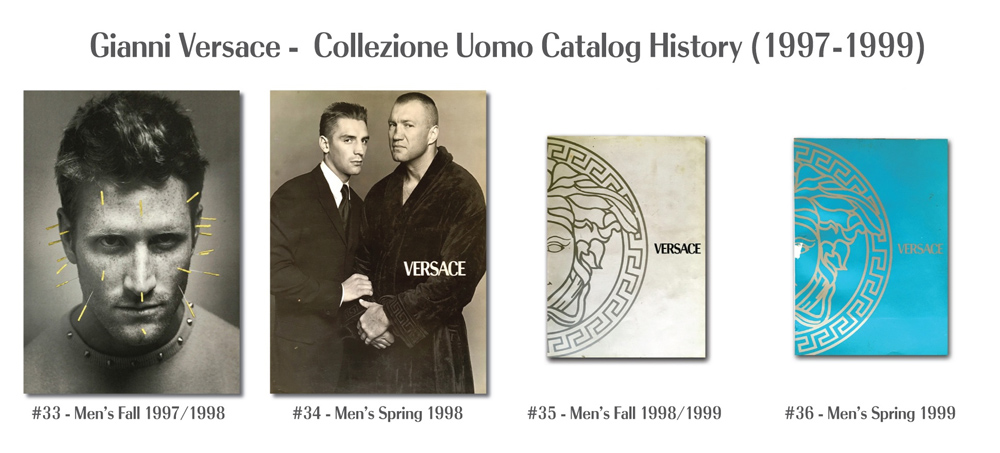Gianni Versace Fashion Catalog Covers History Uomo from 1997 to 1999 Models Photography