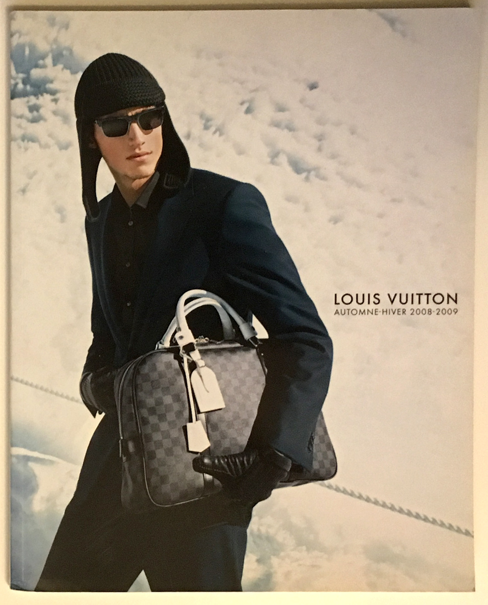 Louis Vuitton Paris Fashion Catalog Fall Winter Pret a Porter Ready to Wear RTW Cover Automne - Hiver Marc Jacobs Men Homme 2008- 2009 Beanie Hat Damier Graphite Canvas White Leather